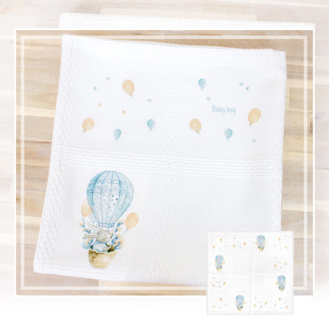 Blanket Rabbit in a Flying Balloon SBO101 - Cross Stitch Kit