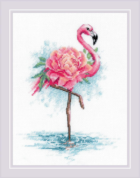 Blooming Flamingo. Cross Stitch kit by RIOLIS Ref. no.: 2117 - Hobby.lt 🇬🇧