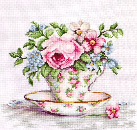 Blooms in a Tea Cup SB2321 - Cross Stitch Kit - Hobby.lt 🇬🇧