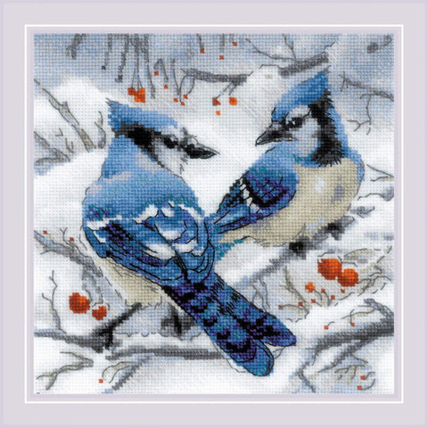 Blue Jays cross stitch kit by RIOLIS Ref. no.: 1925 - Hobby.lt 🇬🇧