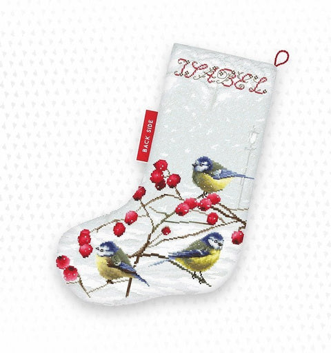 Blue tits Stocking SLETI949 - Cross Stitch Kit - Hobby.lt 🇬🇧