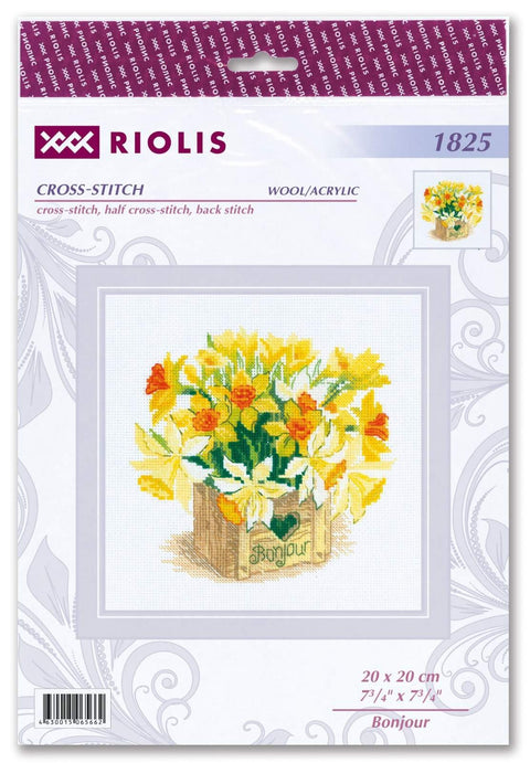 Bonjour cross stitch kit by RIOLIS Ref. no.: 1825 - Hobby.lt 🇬🇧