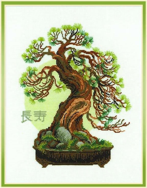 Bonsai Pine Wish of Longevity - Cross Stitch Kit from RIOLIS Ref. no.:1037 - Hobby.lt 🇬🇧