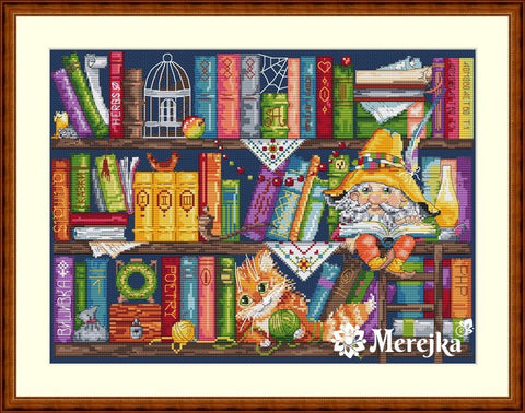 Book Shelf SK34 cross stitch kit by Merejka - Hobby.lt 🇬🇧