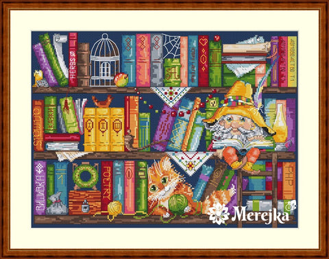 Book Shelf SK34 cross stitch kit by Merejka