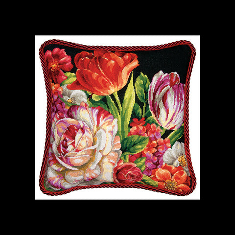 Bouquet on Black (35.56 x 35.56 cm) - Cross Stitch Kit by DIMENSIONS