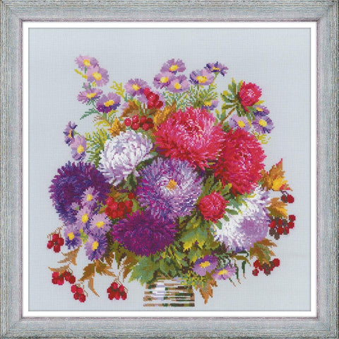 Bouquet with Asters cross stitch kit by RIOLIS Ref. no.: 1773 - Hobby.lt 🇬🇧