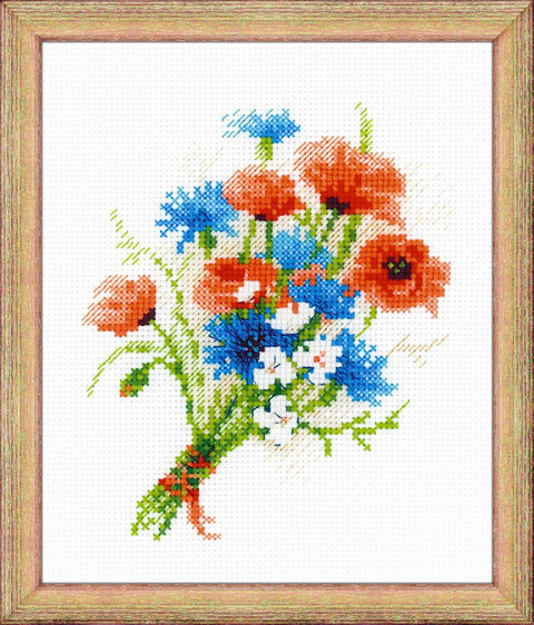 Bouquet with Cornflowers - Cross Stitch Kit from RIOLIS Ref. no.:1576