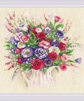 Bouquet with Eustoma and Gypsophila cross stitch kit by RIOLIS Ref. no.: 1947 - Hobby.lt 🇬🇧