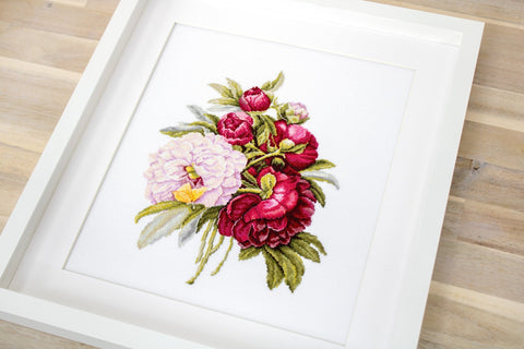 Bouquet with Peonies SB2354 - Cross Stitch Kit - Hobby.lt 🇬🇧