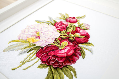 Bouquet with Peonies SB2354 - Cross Stitch Kit - Hobby.lt 🇬🇧