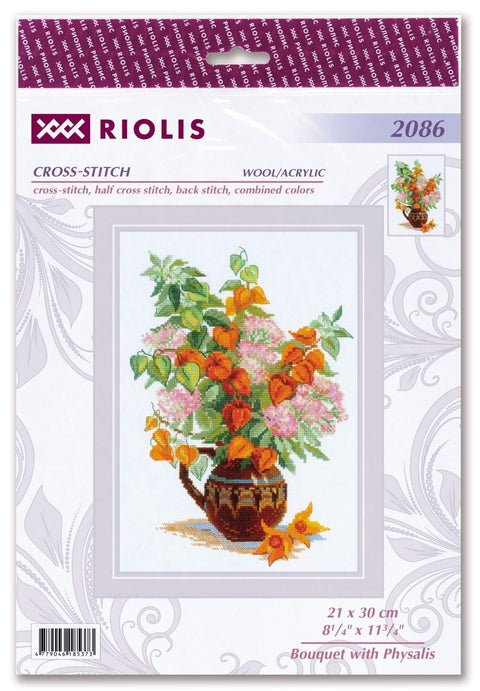 Bouquet with Physalis. Cross Stitch kit by RIOLIS Ref. no.: 2086 - Hobby.lt 🇬🇧