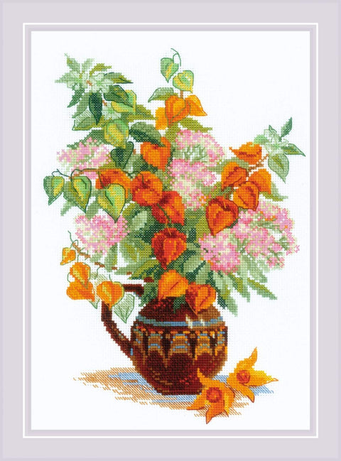 Bouquet with Physalis. Cross Stitch kit by RIOLIS Ref. no.: 2086 - Hobby.lt 🇬🇧