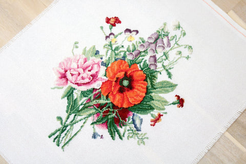 Bouquet with Poppy and Peony SB2350 - Cross Stitch Kit - Hobby.lt 🇬🇧