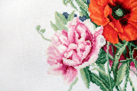 Bouquet with Poppy and Peony SB2350 - Cross Stitch Kit - Hobby.lt 🇬🇧