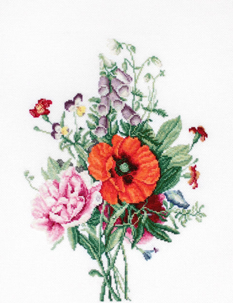 Bouquet with Poppy and Peony SB2350 - Cross Stitch Kit - Hobby.lt 🇬🇧