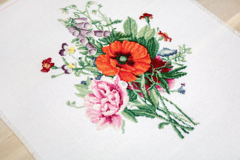 Bouquet with Poppy and Peony SB2350 - Cross Stitch Kit - Hobby.lt 🇬🇧