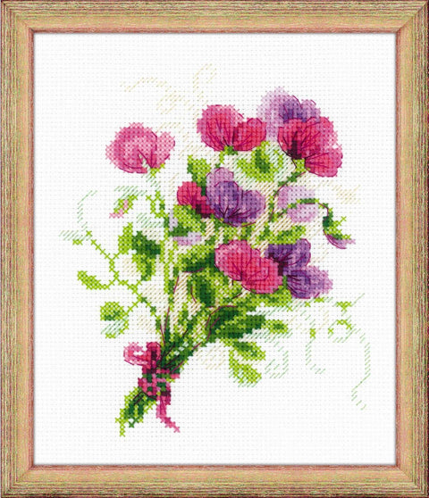 Bouquet with Sweet Peas - Cross Stitch Kit from RIOLIS Ref. no.:1606