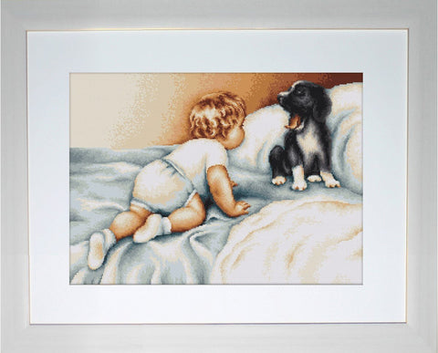 Boy with Dog SB374 - Cross Stitch Kit by Luca - s - Hobby.lt 🇬🇧