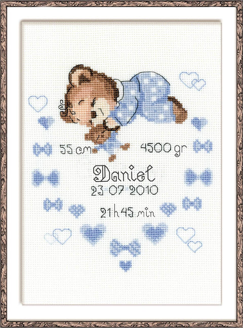 Boys Birth Announcement - Cross Stitch Kit from RIOLIS Ref. no.:1124