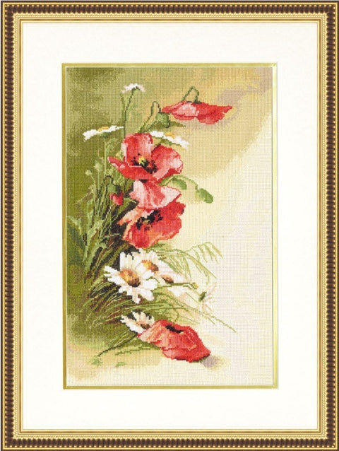 BR013 Poppies field Cross Stitch Kit from Golden Fleece - Hobby.lt 🇬🇧