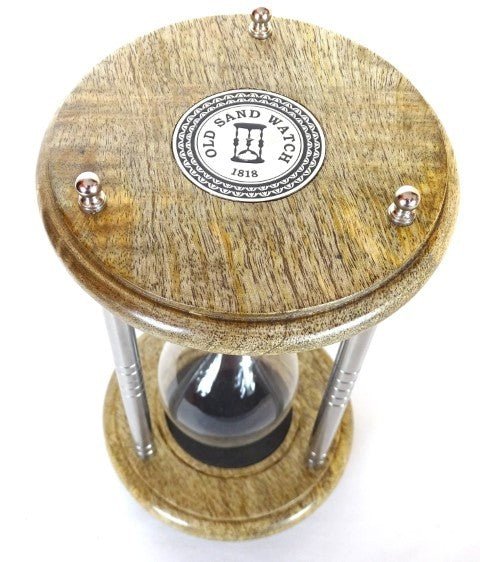 Brass and Wood Hourglass - 10 minutes - NC2989 - Hobby.lt 🇬🇧