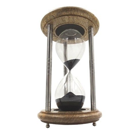 Brass and Wood Hourglass - 10 minutes - NC2989 - Hobby.lt 🇬🇧