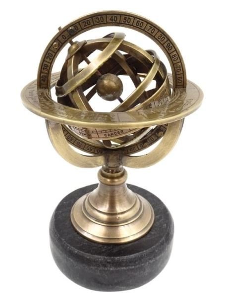 Brass astrolabe on a black stone base - BN - 2088Z - Hobby.lt 🇬🇧