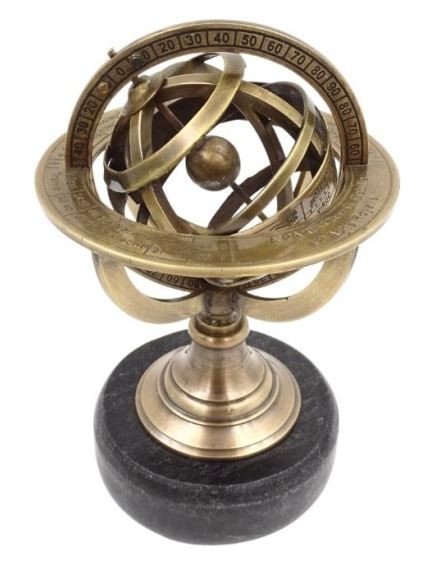 Brass astrolabe on a black stone base - BN - 2088Z - Hobby.lt 🇬🇧