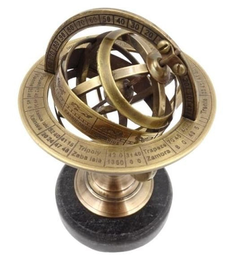 Brass astrolabe on a black stone base - BN - 2088Z - Hobby.lt 🇬🇧