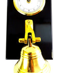 Brass Clock and Bell on a wooden base WWB - Hobby.lt 🇬🇧