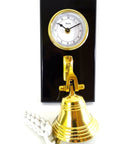 Brass Clock and Bell on a wooden base WWB - Hobby.lt 🇬🇧