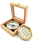 Brass compass in a wooden box - C - 57A - Hobby.lt 🇬🇧