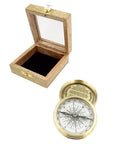 Brass compass in a wooden box - C - 57A - Hobby.lt 🇬🇧