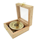 Brass compass in a wooden box - C - 57A - Hobby.lt 🇬🇧
