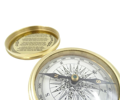 Brass compass in a wooden box - C-57A