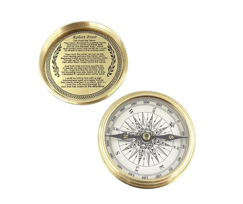 Brass compass in a wooden box - C-57A