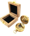 Brass compass with sundial in wooden box 1058 - Hobby.lt 🇬🇧