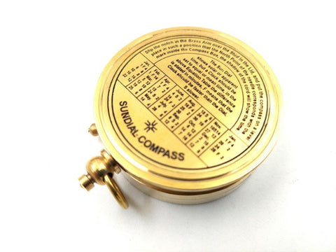 Brass compass with sundial in wooden box 1058 - Hobby.lt 🇬🇧