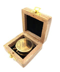 Brass compass with sundial in wooden box 1058 - Hobby.lt 🇬🇧