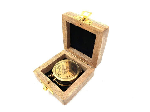 Brass compass with sundial in wooden box 1058 - Hobby.lt 🇬🇧