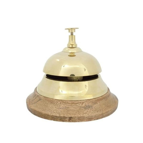 Brass Hotel Gong on a Wooden Base | NC2144G - Hobby.lt 🇬🇧