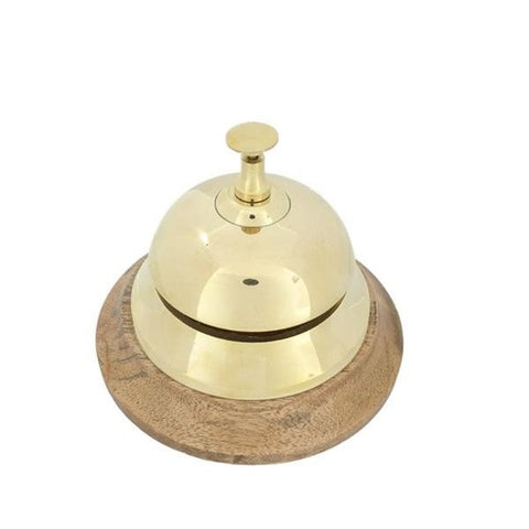 Brass Hotel Gong on a Wooden Base | NC2144G - Hobby.lt 🇬🇧