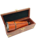 Brass & Leather Telescope in Wooden Box – NC2356B - Hobby.lt 🇬🇧