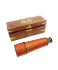 Brass & Leather Telescope in Wooden Box – NC2356B - Hobby.lt 🇬🇧