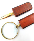 Brass Magnifier and Paper Knife Leather Hand | MFPCSOL - Hobby.lt 🇬🇧