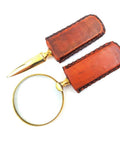 Brass Magnifier and Paper Knife Leather Hand | MFPCSOL - Hobby.lt 🇬🇧