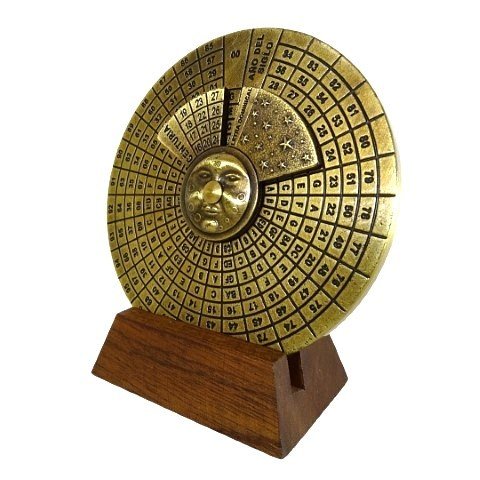 Brass Perpetual Calendar on wooden base H27 - Hobby.lt 🇬🇧