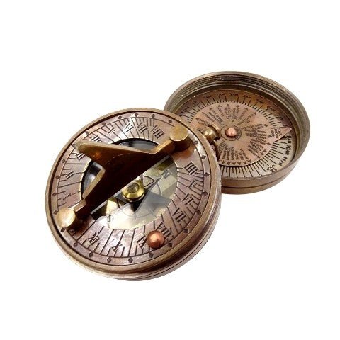 Brass Retro Compass with Sundial NC1236 - Hobby.lt 🇬🇧