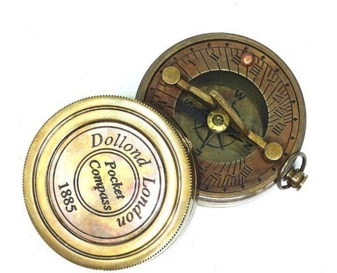 Brass Retro Compass with Sundial NC1236 - Hobby.lt 🇬🇧